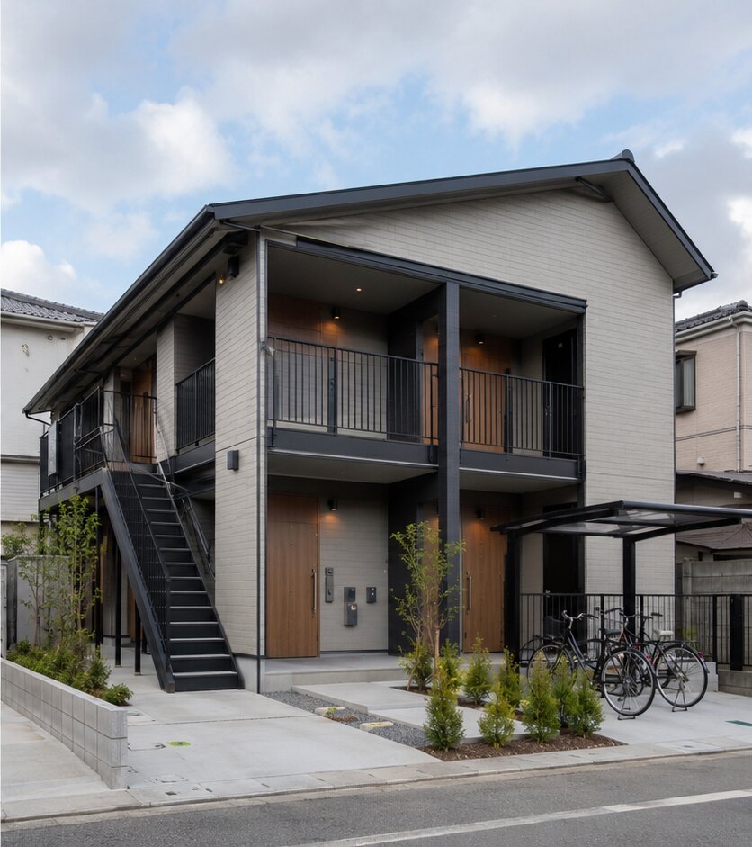 木造2階建て共同住宅 新築工事一式 施工後